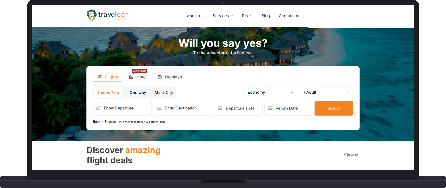 Travelden on desktop